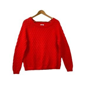 Old Navy Sweater Women's Size XLarge Red Orange Long Sleeve Honeycomb Cable Knit